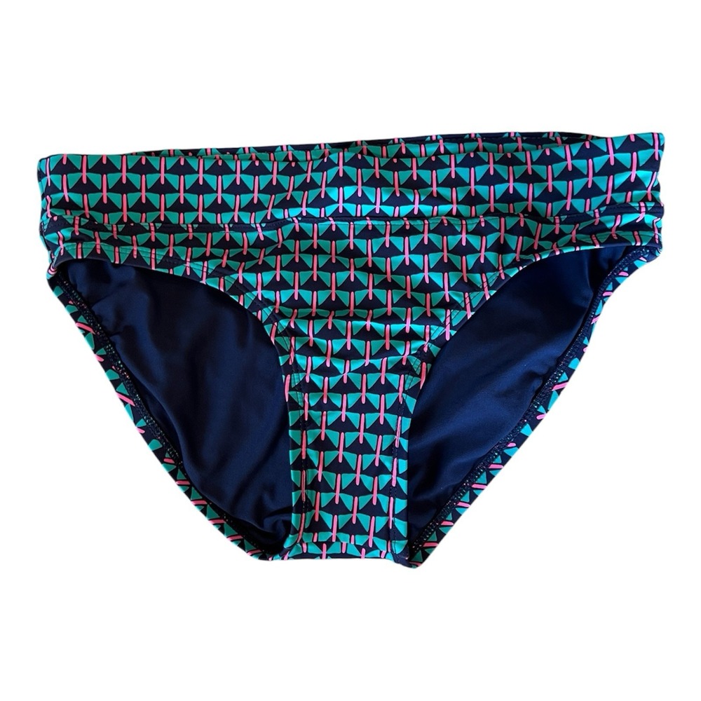 NWT Title Nine Lehua Bikini Bottom Tyrol Print Women's XS Mid Rise Adjustable